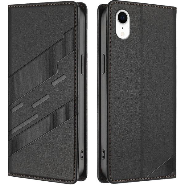 Custodia Per Iphone Xr, Custodia A Portafoglio In Finto Cuoio Con Slot Per Schede E Funzione Stand Schwarz-image