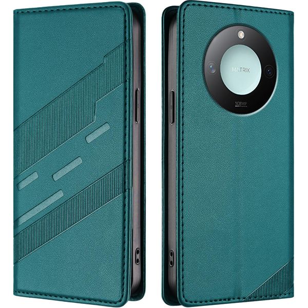 Custodia Per Honor X9C Smart, Custodia A Portafoglio In Finto Cuoio Con Slot Per Carte E Funzione Stand GrüN-image