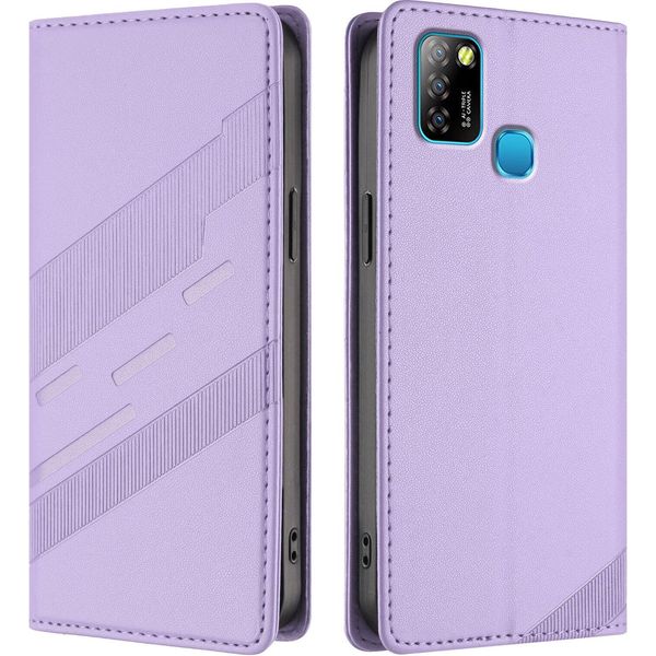 Custodia Per Infinix Smart 5/Hot 10 Lite, Custodia A Portafoglio In Finto Cuoio Con Slot Per Carte E Funzione Stand Violett-image