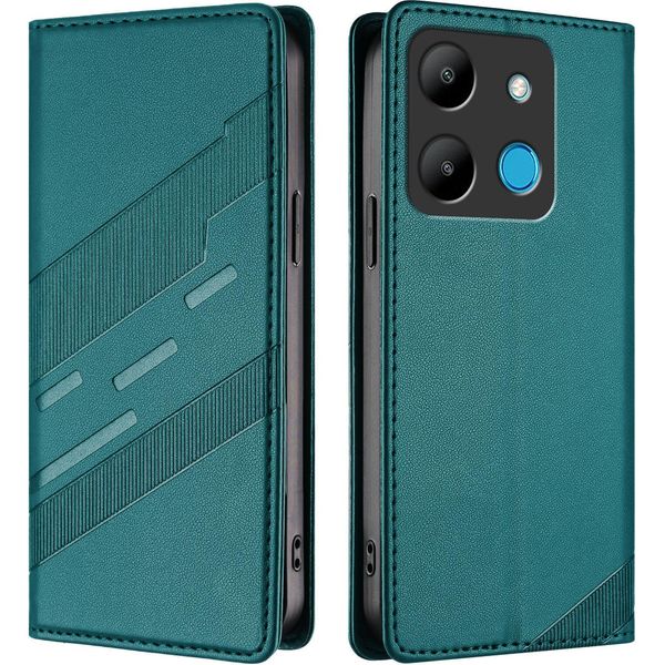 Custodia Per Infinix Smart 7, Custodia A Portafoglio In Finto Cuoio Con Slot Per Carte E Funzione Stand GrüN-image