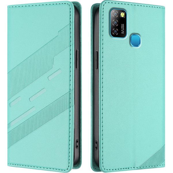 Custodia Per Infinix Smart 5/Hot 10 Lite, Custodia A Portafoglio In Finto Cuoio Con Slot Per Carte E Funzione Stand TüRkis-image