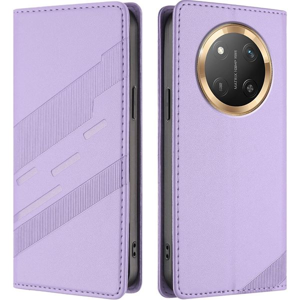 Custodia Per Honor X9C / Magic 7 Lite, Custodia A Portafoglio In Finto Cuoio Con Slot Per Carte E Funzione Stand Violett-image