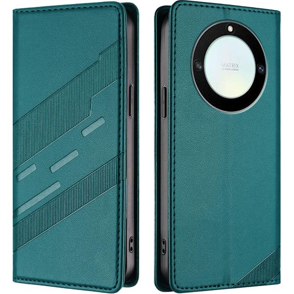 Custodia Per Honor X9A/Honor Magic 5 Lite, Custodia A Portafoglio In Finto Cuoio Con Slot Per Carte E Funzione Stand GrüN-image
