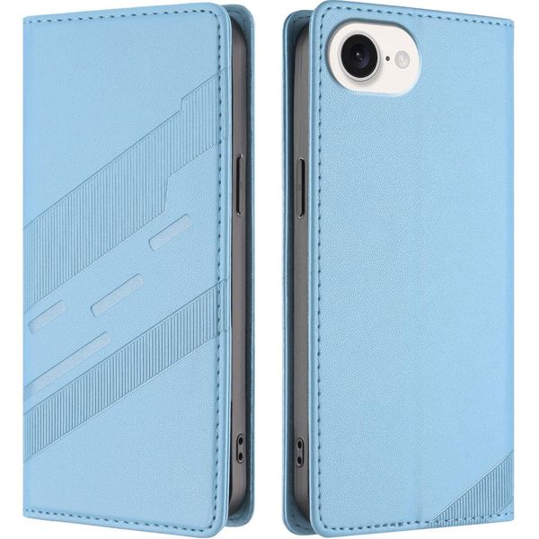 Custodia Per Iphone 16E, Custodia A Portafoglio In Finto Cuoio Con Slot Per Carte E Funzione Stand Hellblau-image