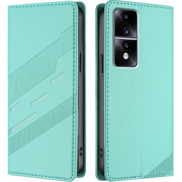 Custodia Per Honor 80 Gt, Custodia A Portafoglio In Finto Cuoio Con Slot Per Carte E Funzione Stand TüRkis-image
