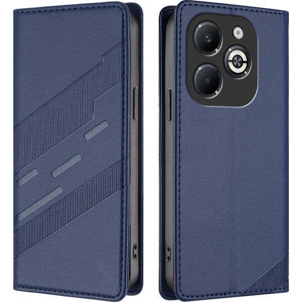 Custodia Per Infinix Smart 8 Plus, Custodia A Portafoglio In Finto Cuoio Con Slot Per Carte E Funzione Stand Blau-image