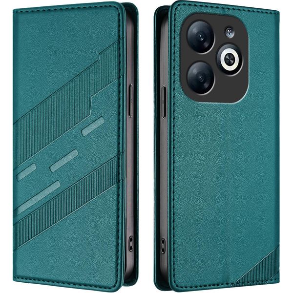 Custodia Per Infinix Smart 8 Pro, Custodia A Portafoglio In Finto Cuoio Con Slot Per Carte E Funzione Stand GrüN-image