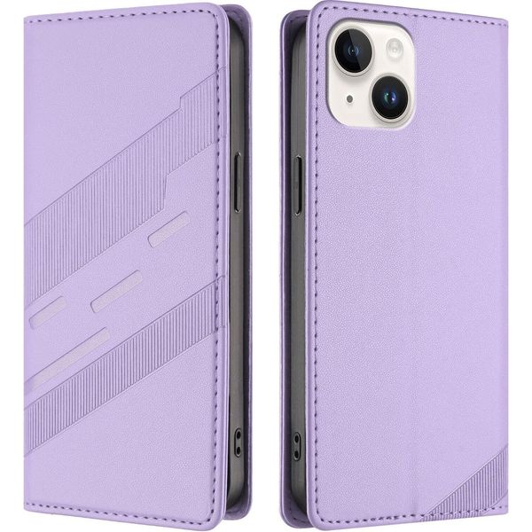 Custodia Per Iphone 13 Mini, Custodia A Portafoglio In Finto Cuoio Con Slot Per Carte E Funzione Stand Violett-image