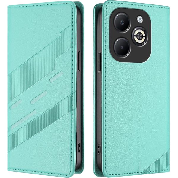 Custodia Per Infinix Smart 8 Plus, Custodia A Portafoglio In Finto Cuoio Con Slot Per Carte E Funzione Stand TüRkis-image