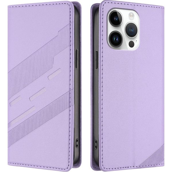 Custodia Per Iphone 13 Pro, Custodia A Portafoglio In Finto Cuoio Con Slot Per Carte E Funzione Stand Violett-image