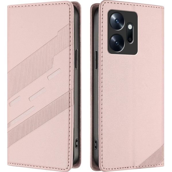 Custodia Per Infinix Zero 20, Custodia A Portafoglio In Finto Cuoio Con Slot Per Carte E Funzione Stand Rosa-image