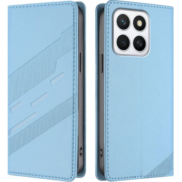 Custodia Per Honor X8C, Custodia A Portafoglio In Finto Cuoio Con Slot Per Carte E Funzione Stand Hellblau-image