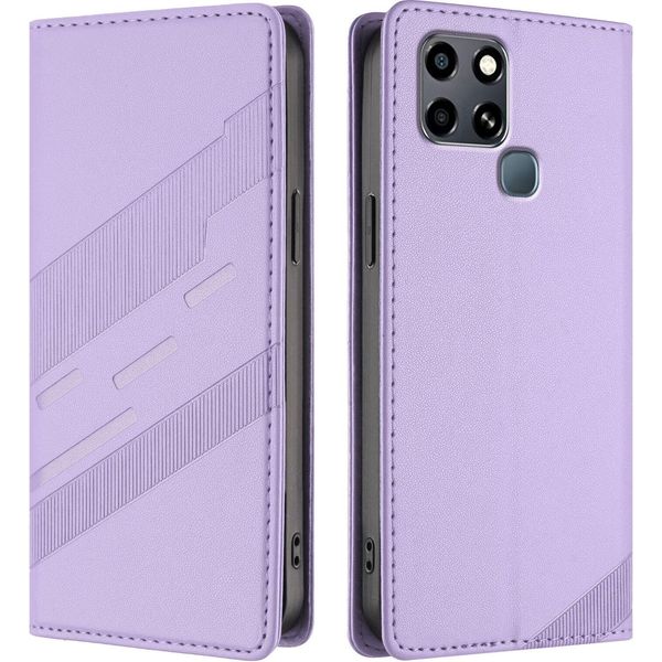 Custodia Per Infinix Smart 6/Smart 6 Plus/Smart 6 Hd, Custodia A Portafoglio In Finto Cuoio Con Slot Per Schede E Funzione Stand Violett-image