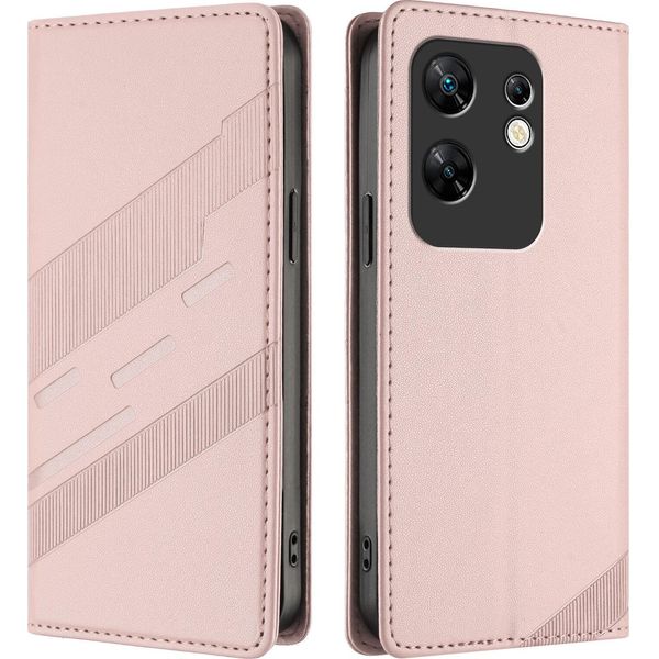 Custodia Per Infinix Zero 30 4G, Custodia A Portafoglio In Finto Cuoio Con Slot Per Schede E Funzione Stand Rosa-image
