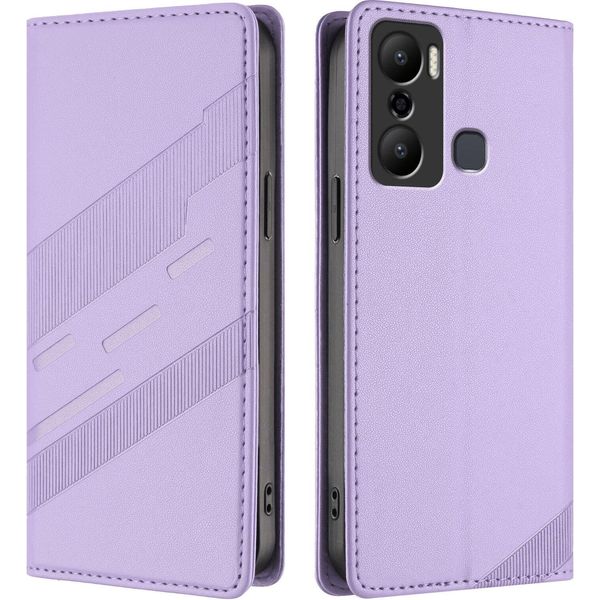 Custodia Per Infinix Hot 20 Play, Custodia A Portafoglio In Finto Cuoio Con Slot Per Carte E Funzione Stand Violett-image