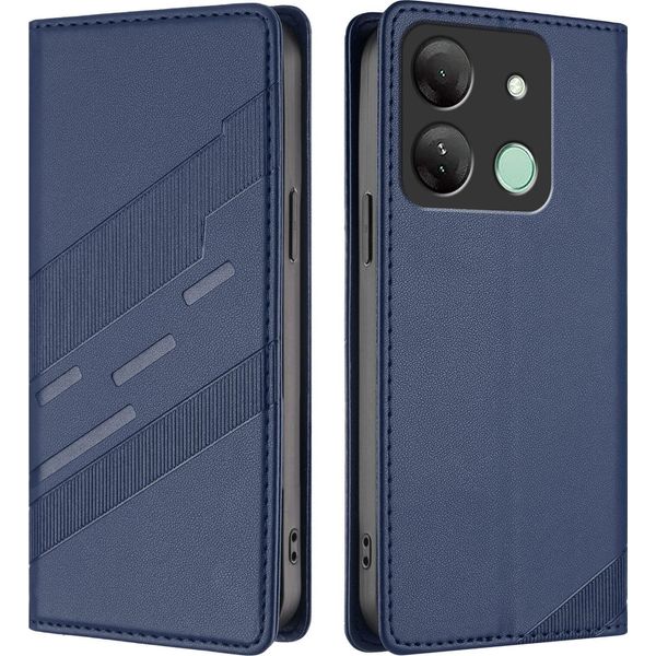 Custodia Per Infinix Smart 7 Hd/Smart 7 Plus, Custodia A Portafoglio In Finto Cuoio Con Slot Per Carte E Funzione Stand Blau-image