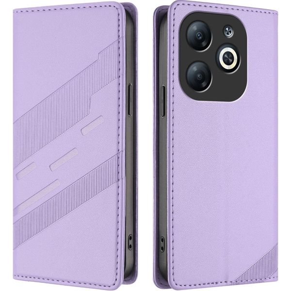 Custodia Per Infinix Smart 8, Custodia A Portafoglio In Finto Cuoio Con Slot Per Schede E Funzione Stand Violett-image