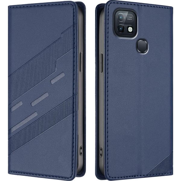 Custodia Per Infinix Hot 10I, Custodia A Portafoglio In Finto Cuoio Con Slot Per Carte E Funzione Stand Blau-image