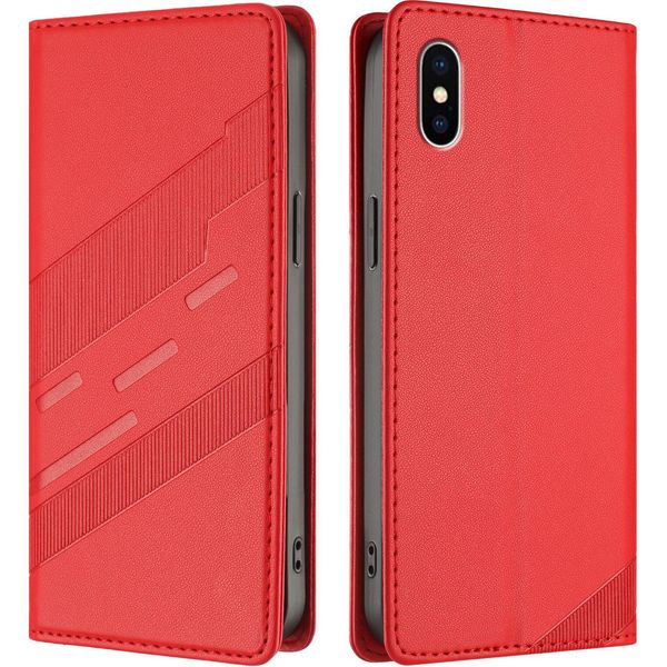 Custodia Per Iphone X/Iphone Xs, Custodia A Portafoglio In Finto Cuoio Con Slot Per Schede E Funzione Stand Rot-image