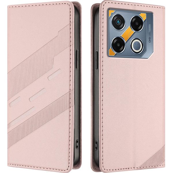 Custodia Per Infinix Gt 20 Pro, Custodia A Portafoglio In Finto Cuoio Con Slot Per Carte E Funzione Stand Rosa-image