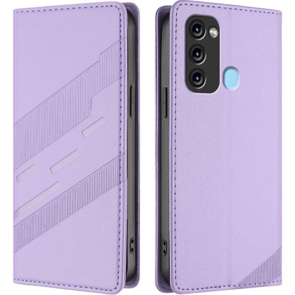 Custodia Per Itel P38/Itel S17/Itel Vision 3, Custodia A Portafoglio In Finto Cuoio Con Slot Per Carte E Funzione Stand Violett-image