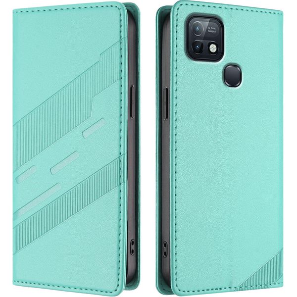 Custodia Per Infinix Hot 10I, Custodia A Portafoglio In Finto Cuoio Con Slot Per Carte Di Credito E Funzione Stand TüRkis-image