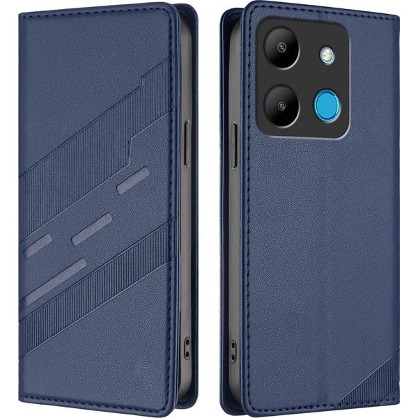 Custodia Per Infinix Smart 7, Custodia A Portafoglio In Finto Cuoio Con Slot Per Carte E Funzione Stand Blau-image