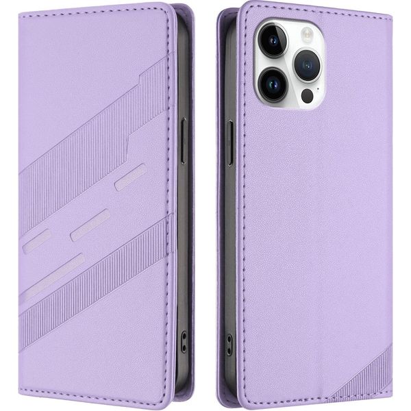 Custodia Per Iphone 13 Pro Max, Custodia A Portafoglio In Finto Cuoio Con Slot Per Carte E Funzione Stand Violett-image