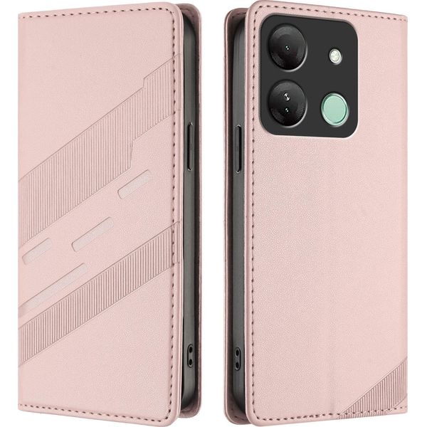 Custodia Per Infinix Smart 7 Hd/Smart 7 Plus, Custodia A Portafoglio In Finto Cuoio Con Slot Per Carte E Funzione Stand Rosa-image