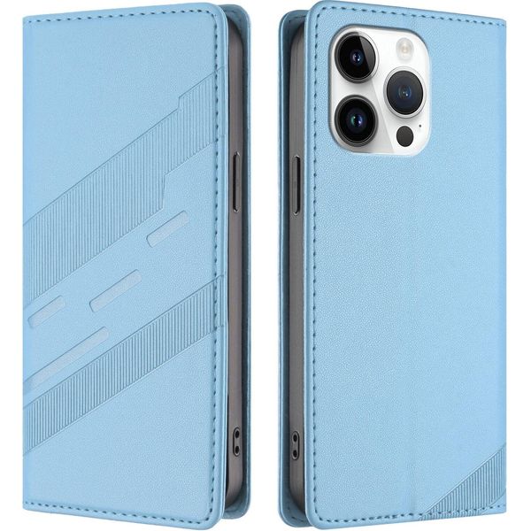 Custodia Per Iphone 13 Pro, Custodia A Portafoglio In Finto Cuoio Con Slot Per Carte E Funzione Stand Hellblau-image