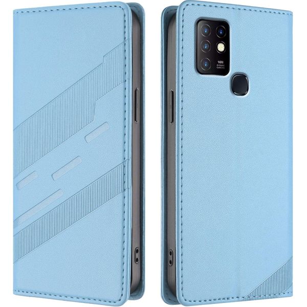 Custodia Per Infinix Hot 10, Custodia A Portafoglio In Finto Cuoio Con Slot Per Carte E Funzione Stand Hellblau-image