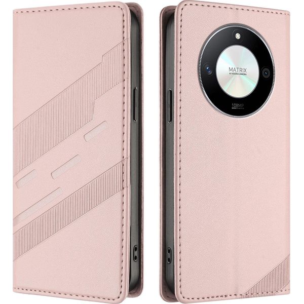 Custodia Per Honor X9B / Magic 6 Lite, Custodia A Portafoglio In Finto Cuoio Con Slot Per Carte E Funzione Stand Rosa-image