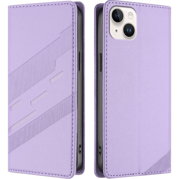Custodia Per Iphone 14 Plus, Custodia Portafoglio In Finto Cuoio Con Slot Per Carte E Funzione Stand Violett-image