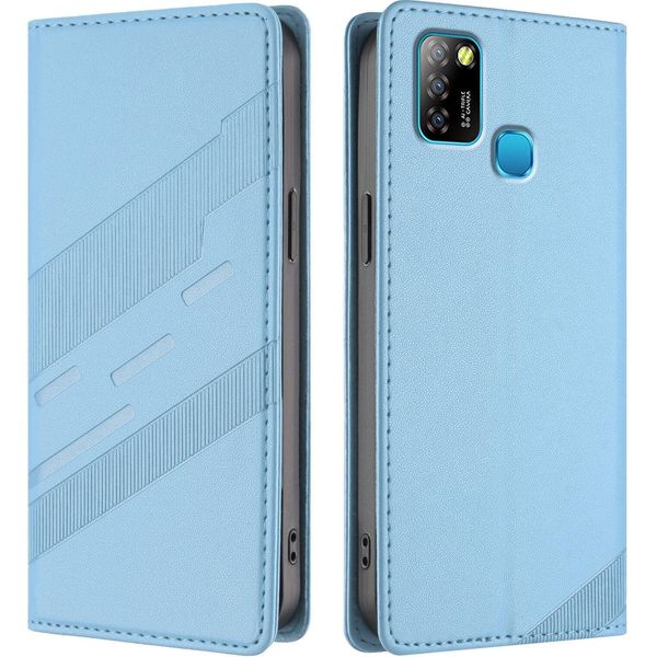 Custodia Per Infinix Smart 5/Hot 10 Lite, Custodia A Portafoglio In Finto Cuoio Con Slot Per Carte E Funzione Stand Hellblau-image