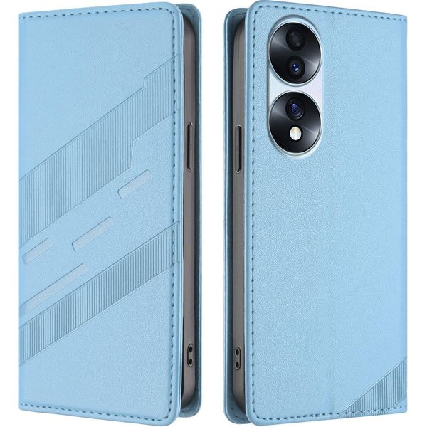 Custodia Per Honor 70 Pro, Custodia A Portafoglio In Finto Cuoio Con Slot Per Carte E Funzione Stand Hellblau-image
