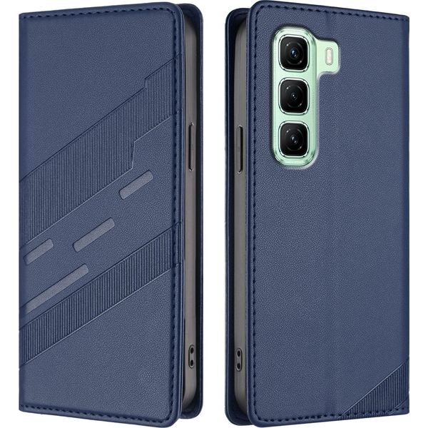 Custodia Per Infinix Hot 50 5G, Custodia A Portafoglio In Finto Cuoio Con Slot Per Carte E Funzione Stand Blau-image