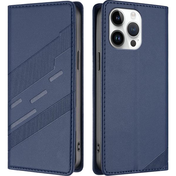 Custodia Per Iphone 14 Pro Max, Custodia A Portafoglio In Finto Cuoio Con Slot Per Carte E Funzione Stand Blau-image