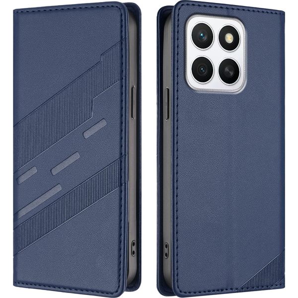 Custodia Per Honor X8C, Custodia A Portafoglio In Finto Cuoio Con Slot Per Carte E Funzione Stand Blau-image