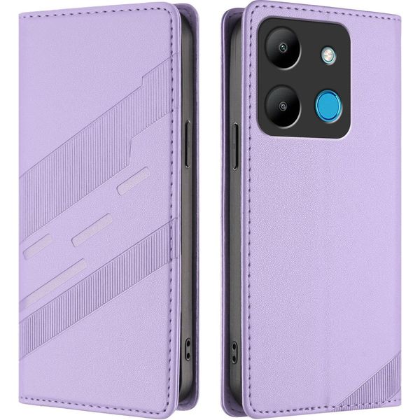 Custodia Per Infinix Smart 7, Custodia A Portafoglio In Finto Cuoio Con Slot Per Schede E Funzione Stand Violett-image