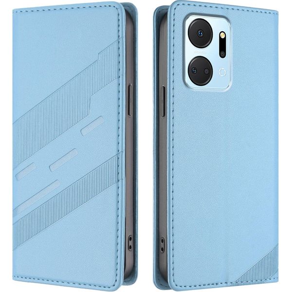 Custodia Per Honor X7A, Custodia A Portafoglio In Finto Cuoio Con Slot Per Carte E Funzione Stand Hellblau-image