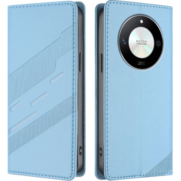 Custodia Per Honor X9B / Magic 6 Lite, Custodia A Portafoglio In Finto Cuoio Con Slot Per Carte E Funzione Stand Hellblau-image