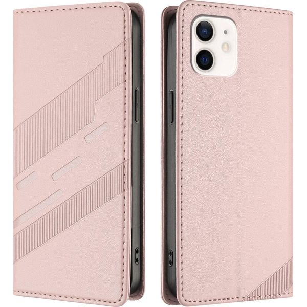 Custodia Per Iphone 11, Custodia A Portafoglio In Finto Cuoio Con Slot Per Schede E Funzione Stand Rosa-image