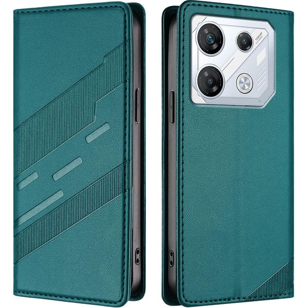 Custodia Per Infinix Gt 10 Pro, Custodia A Portafoglio In Finto Cuoio Con Slot Per Carte E Funzione Stand GrüN-image