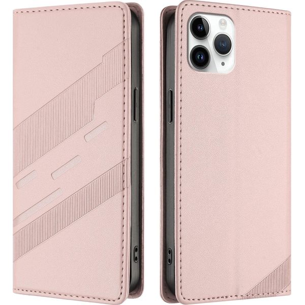 Custodia Per Iphone 11 Pro, Custodia A Portafoglio In Finto Cuoio Con Slot Per Schede E Funzione Stand Rosa-image