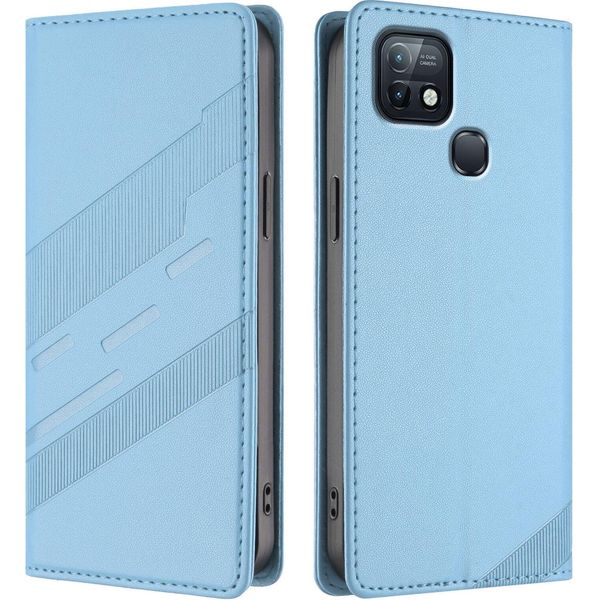 Custodia Per Infinix Hot 10I, Custodia A Portafoglio In Finto Cuoio Con Slot Per Carte E Funzione Stand Hellblau-image