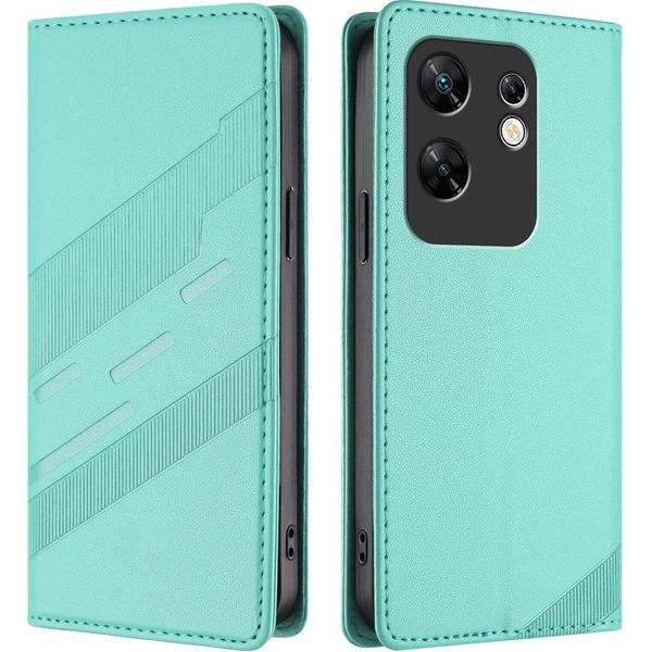 Custodia Per Infinix Zero 30 4G, Custodia A Portafoglio In Finto Cuoio Con Slot Per Carte E Funzione Stand TüRkis-image