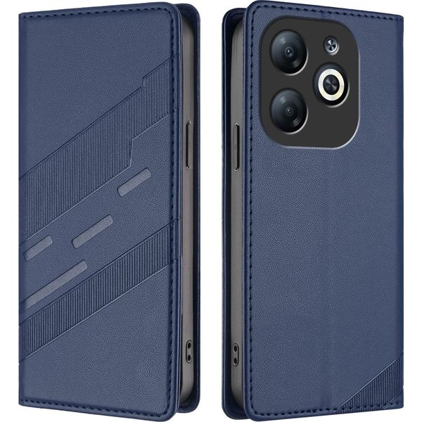 Custodia Per Infinix Smart 8, Custodia A Portafoglio In Finto Cuoio Con Slot Per Carte E Funzione Stand Blau-image