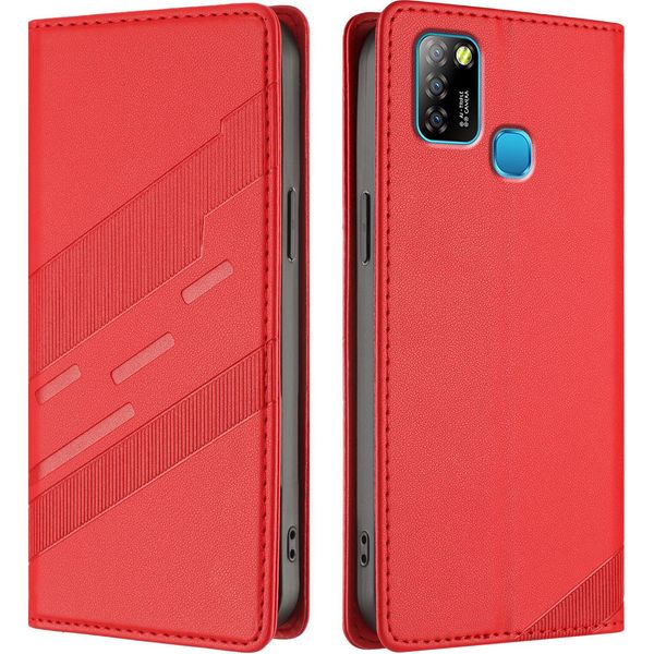 Custodia Per Infinix Smart 5/Hot 10 Lite, Custodia A Portafoglio In Finto Cuoio Con Slot Per Carte E Funzione Stand Rot-image