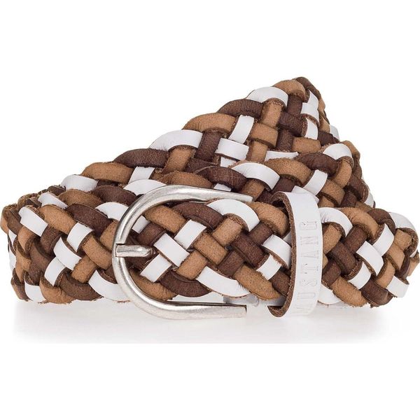 Mustang Pelle Cintura Braided Leather Belt W85 White - Varied Marrone Chiaro-image