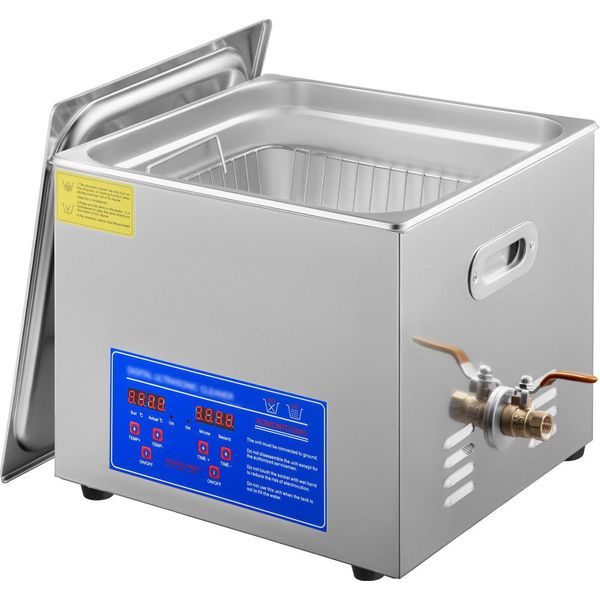 15L 60A Pulitore Ad Ultrasuoni Con Riscaldatore 360W In Acciaio Inox Pulitore Ad Ultrasuoni Bagno Ad Ultrasuoni Pulitore Ad Ultrasuoni Per Occhiali Gioielli Dentiere Monete Ecc. (15L)-image